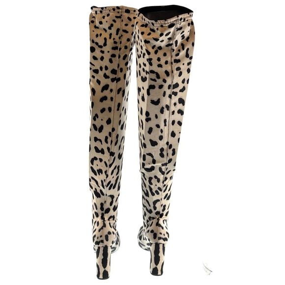 Dolce & Gabbana Over-the-Knee Leopard Print Stretch Boots
-EU40